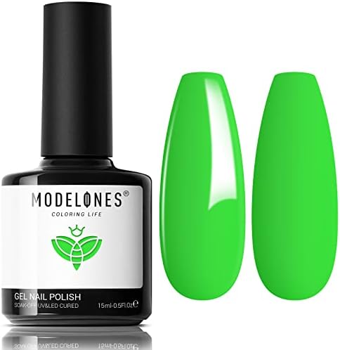 Modelones Gel Nail Polish, 1Pcs 15ML Green Gel Polish Bright Colors Soak Off Spring Summer Nail Polish Gel Kit LED Nail Art Gel Nail Holiday Manicure Gifts for Women Girls DIY Salon 2023 St. Patrick's Day Decorations