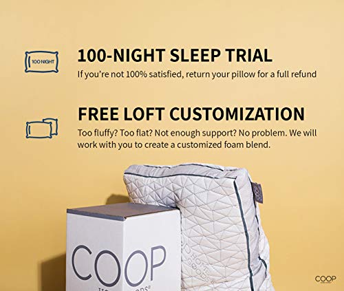 Coop Home Goods - Eden Shredded Memory Foam Pillow with Cooling Zippered Cover and Adjustable Hypoallergenic Gel Infused Memory Foam Fill - Standard