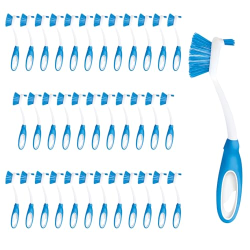 Dish Brush Scrubber for Kitchen, 36 Pack, by LOLA, Stiff Bristles & Food Scraper, Comfort No-Slip Grip Handle, Safe for Non-Stick & Coated Cookware