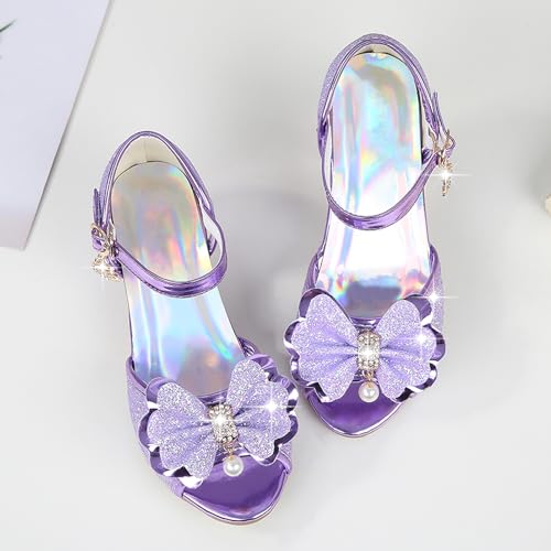 L SERVER Dziewczęce buty księżniczki, eleganckie, antypoślizgowe, wygodne, oddychające buty, fioletowy, 31 EU