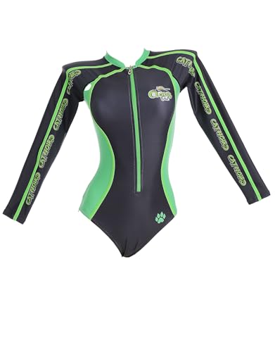 Miraculous Cat Noir Black Green Long Sleeve Women's One-Piece Swimsuit