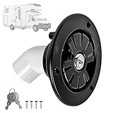 ASOUUNLD Wassertankdeckel Abschließbar mit 2 Schlüsseln Frischwasser Einfüllstutzen für Wohnmobil Wohnwagen Boot Trinkwasser Tankdeckel 80mm Tiefe für Türstärke 30-40mm Rohrdurchmesser 38mm Schwarz