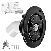 ASOUUNLD Wassertankdeckel Abschließbar mit 2 Schlüsseln Frischwasser Einfüllstutzen für Wohnmobil Wohnwagen Boot Trinkwasser Tankdeckel 80mm Tiefe für Türstärke 30-40mm Rohrdurchmesser 38mm Schwarz