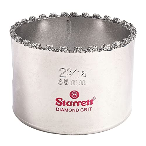 Starrett Diamond Grit Hole Saw - Ideal for Drilling Small Diameter Holes - 2-9/16 Diameter, 1-5/8 Cutting Depth, 5/8-18 Thread Size, A2/A10 Arbor, Silver - KD0296-N