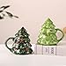 GKWW 15oz Christmas Tree Mug with Lid Cute Ceramic Xmas Tree Coffee Mug Adorable Festive Ceramic Coffee Cup Winter Xmas Holiday Birthday Tabletop Drinkware Teacup Gifts for Adults Kids Women