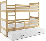 La cama contiene cajón grande (con somier y colchón) con las ruedas que se puede utilizar tambien (sacando el somier y el colchón)para guardar almohadas, edredones, juegos, etc. La barrera de seguridad se puede montar en la mano derecha o izquierda, y se puede quitar fácilmente. Cada planta/cama aguanta 80kg.