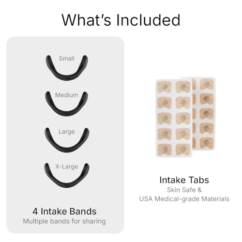 Intake Breathing — Magnetic Nasal Strips Starter Kit | Reusable Band + Tabs | Nasal Strips for Sleep, Snoring, Breathing & Sports | Stronger Lift Than Traditional Nose Strips | 4 Sizes, 15 Tabs, Black