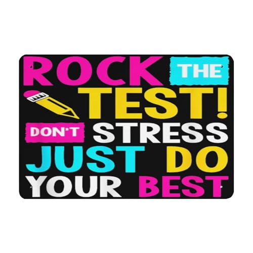 Rock The Test Don't Stress Just Do Your Best Teacher Testing Vintage Signs Room