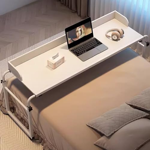 Table de lit à roulettes réglable de 115 à 210 cm avec plateau inclinable bois - 2