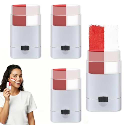 4Pcs England Flag Face Paint Stick Waterproof formula Resistant Twist-Up Design for 2026 World Cup Sporting Events Festivals Pride Celebrations