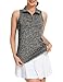 UPF 50+ Sleeveless Golf Shirts for Women with Collar - Moisture Wicking Tennis Top Athletic Polo Tank Tops for Golf, Tennis Black