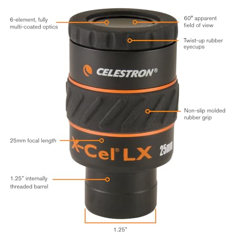 Celestron X-Cel LX 25mm Eyepiece for Telescopes - Wide Low-Power Views - image 2