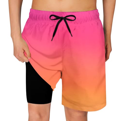 Image of Cozople Boys Swim Trunks Compression Liner Swim Shorts Quick Dry Bathing Suit with Boxer Brief Swimwear 2-20T