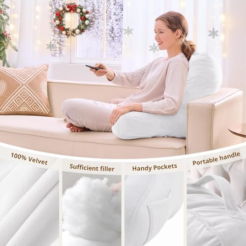 Image of Sasttie Reading Pillow for Bed, Back Pillow for Sitting Up, White