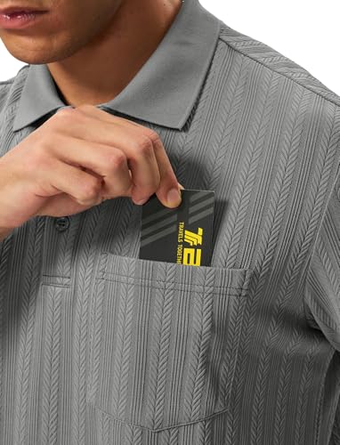 Image of TBMPOY Mens Casual Knit Polo with Pocket Textured Shirts Short Sleeve Classic Summer Vacation