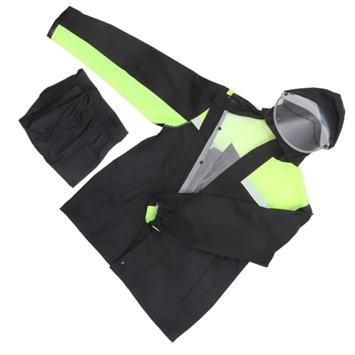 COOLHIYA Traje De Lluvia Para Motocicleta Chaqueta Para Hombre Pantalones Impermeables Para Ciclismo Días Lluviosos Negro y Verde
