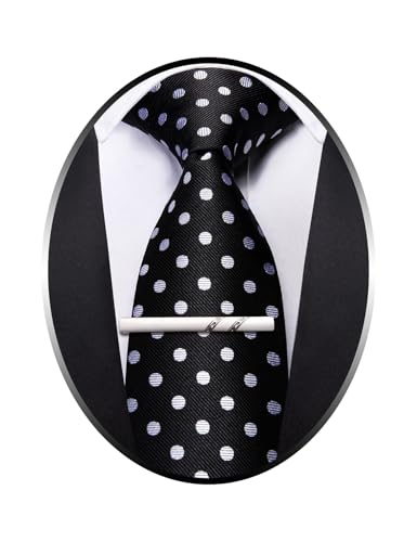 Image of Barry.Wang Silk Ties for Men Fun Necktie and Tie Clip Set for Wedding Party Business Formal Extra Long