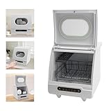 Portable Mini Dishwasher, Countertop 1200W Compact Five Washing Programs 5L Built-in Water Tank High Temperature Water (72℃) Rotating Spray for Dorm Full Panel Control, Apartments& RVs, White