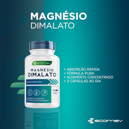Magnesio Dimalato Puro Premium 500Mg 120 Cápsulas - Ecomev