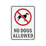 T&R No Dogs Allowed Sign - 14 x 10 Inches Rust Free .040 Aluminum Reflective - UV Protected, Waterproof and Fade Resistant - 6 Pre-drilled Holes