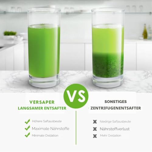 Foto von Versapers Entsafter Silber 5G, Slow Juicer by Versapers mit 5 kostenlosem Zubehör (43 RPM)