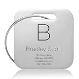 KCULE Customized Stainless Steel Luggage Tags: Personalize Your Suitcases, Backpacks, and Bags with Your Text (Silver)