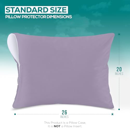 Image of Utopia Bedding Premium 100% Waterproof Pillow Protectors with Zipper Standard Size (Set of 2), Bed Bug and Dust Mite Proof Zippered Pillow Covers, Pillow Encasement Cases, Lavender