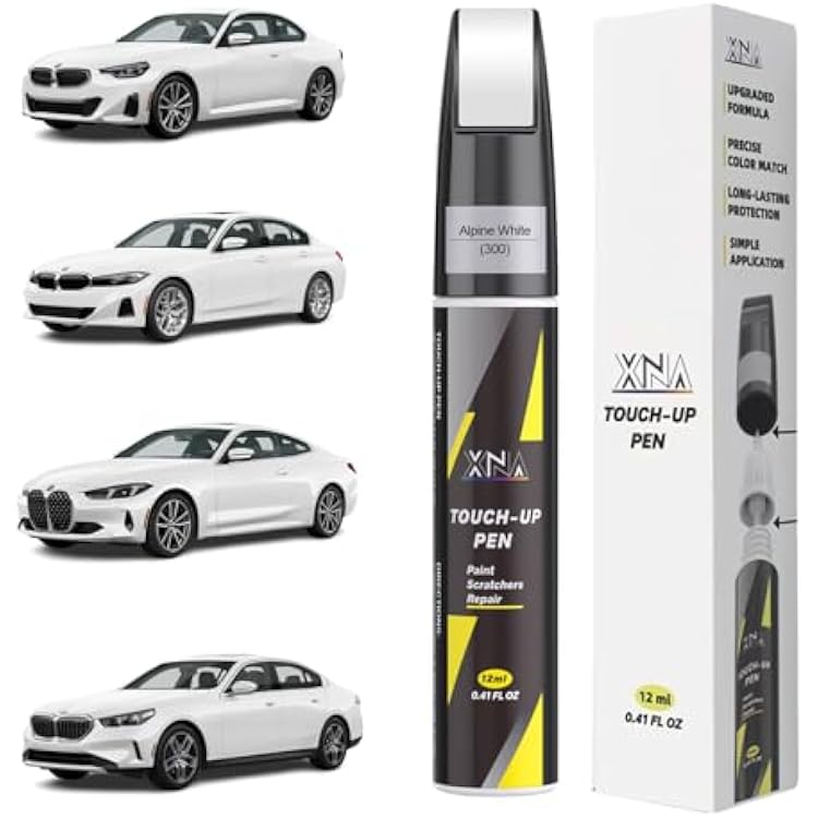 XNA Alpine White(300) For BMW Touch Up Paint, Car Scratch Remover For Nicks And Chips Repair, 2-In-1 Quick & Easy Fix Car Scratch Repair Kit With Exact Color-Matched