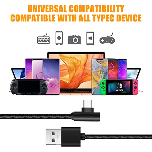 Cable USB Tipo C 2M+2M,Cable Cargador USB Tipo C para Móvil Samsung Galaxy A53 A52 A54 5G A51 A13 A14 A12 A23 A22 A33 A32 A31 A41,Xiaomi Redmi Note 10 11 9 Pro 8,Nylon Trenzado,90 Grados,Carga Rápida