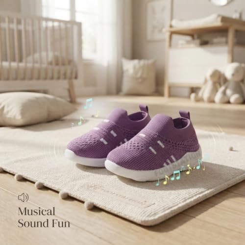 Image of Infant Shoes for Baby Boys & Girls | Musical Sound Walking Shoes | First Walker Shoes for Toddlers | Lightweight Breathable Knit Sneakers | Soft Sole Comfortable Slip On Shoes for Newborns, Babies & Kids