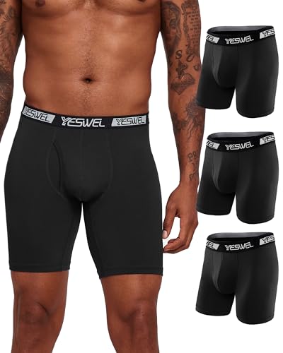 Men's Underwear Boxer Briefs, Performance Athletic Microfiber for Active Sports 3 Pack