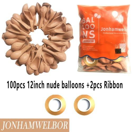 Image of Jonhamwelbor Nude Balloons 12 inch 100 Pack Beige Retro Apricot Matte Skin Color Latex Helium Balloons for Birthday Baby Shower Wedding Party Decorations