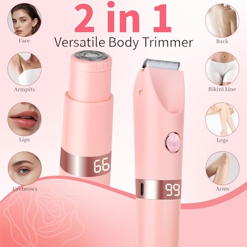 Image of Wet & Dry Electric Razor for Women Men,4 in 1 Rechargeable Led Display Electric Shaver and Facial Hair Remover,Painless Ladies Body Razors for Nose Face Body Leg Bikini Arm Hair (Rose)