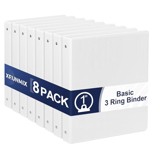 1-Inch 3-Ring-Binder with Pockets, 1'' Basic Binders 1-inch View Round Binders Holds 200 Sheets US Letter Size 8.5'' x 11'' - Bundle Packs Perfect for Home, Office, and School (1-inch)