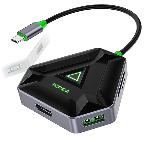 USB C Hub, USB C Docking Station with 3 USB A 3.0, 4K HDMI, SD/TF Card Reader, USB Adapter Compatible for MacBook/Dell/HP/and More Type-C Devices