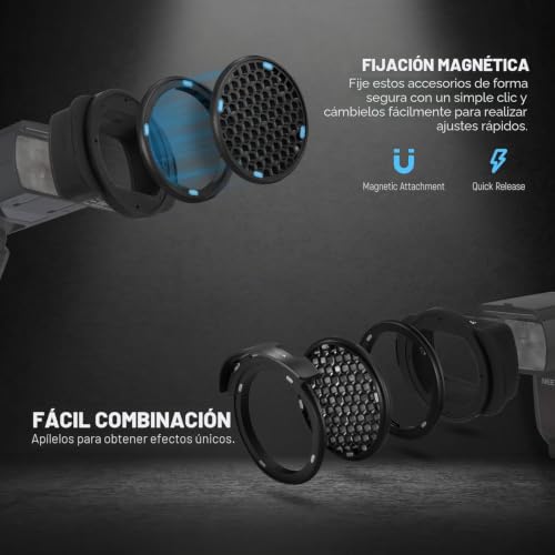 Adaptador magnético Neewer CRM3 para usar accesorios redondos en flash rectangular 3