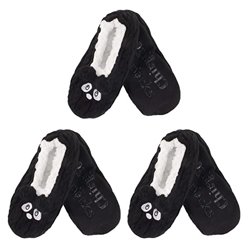 Image of BambooMN Adult Women Super Soft Warm Cozy Fancy Yarn Slippers Non-Slip Lined Socks, Indoor Comfy House Slippers, 3 Pairs