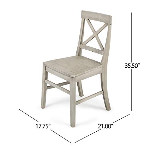 Christopher Knight Home Roshan Farmhouse Acacia Wood Dining Chairs, Light Grey Wash #TOP2