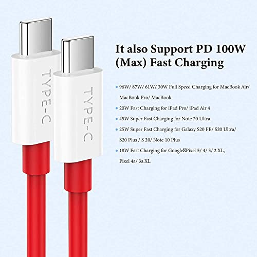 Image of Type-C to Type-C USB Cable for Infinix GT 20 Pro 5G Charging Cable Original Like 65W Fast PD Charger Cable | Dash Warp Dart Flash Super Vooc Data Cable (6.5A, 1M, TCCR3, Red)