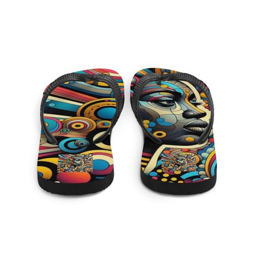 Women's Trippy Colorful African Queen Print Luxe Flip-Flops3