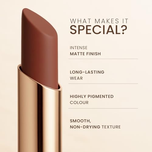 Image of TEEN TEEN LUXE Matte Lipstick | Long-Lasting Wear Up to 12 Hours | Ultra Smooth Velvet Finish | Rich Pigmented Lip Shade | Lightweight & Travel Friendly | Irish-Mocha, 1gm