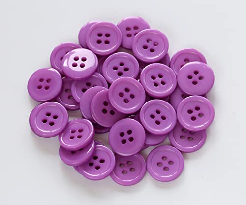 GANSSIA 0.59" (15mm) Sewing Flatback Buttons Colored Purple Pack of 160 Pcs - Thumbnail 3