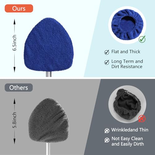 XGKHOM 7 Pack Upgrade Car Windshield Cleaner Tool Bonnets, Microfiber Cloths for Inside Windshield Cleaning Tool Pads, Interior Windshield Cleaner Tool Replaceable Cleaning Bonnets, Fit 6.5”, Blue - Thumbnail 5