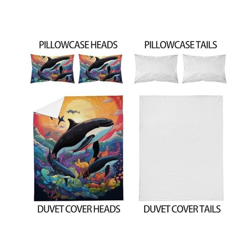 Housse de couette baleine parure de lit 200x200 microfibre - 4