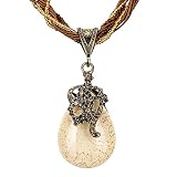 EVER FAITH Türkis Halskette Oktoberfest Kette für Damen Vintage Boho Bohemian Style Kette Blumen Choker Halskette Braun (Floral)