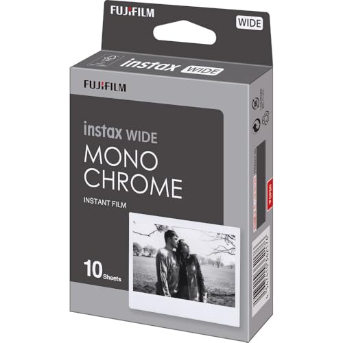 Película Fujifilm Instax Wide Monocromática, 20 exposiciones (2 paquetes de 10), para cámaras instantáneas Instax Wide, incluye paño de limpieza miniatura 2