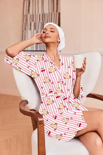 Image of Ekouaer Robes for Women Waffle Knit Bathrobe Soft Lightweight Knee Length Loungewear S-XXL