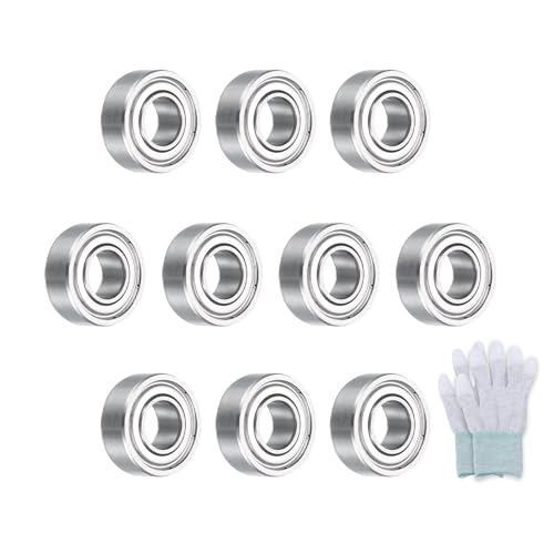 uxcell MR115ZZ Deep-Groove Ball Bearings for Hard Drive, P6 Accuracy Class 5mm x 11mm x 4mm Seal Bearings with Fiber Gloves, Double Metal Sealed Bearing Steel Skateboard Bearings 10Pcs