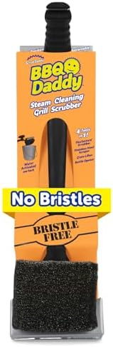Scrub Daddy BBQ Daddy Grill Brush for Outdoor Grill - Bristle Free Grill Brush with Steel Grill Scraper + Scrub Brush - Temperature Controlled Scrubbing Power for Grill Cleaning (1 Count)