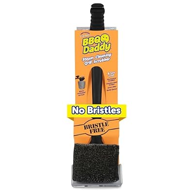 Scrub Daddy BBQ Daddy Grill Brush for Outdoor Grill - Bristle Free Grill Brush with Steel Grill Scraper + Scrub Brush - Temperature Controlled Scrubbing Power for Grill Cleaning (1 Count)